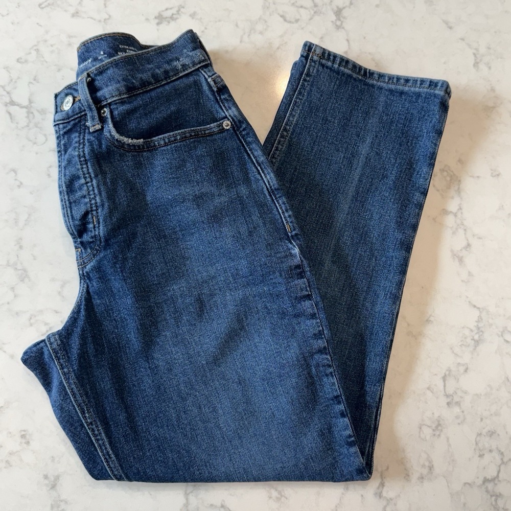 Old Navy Jeans Curvy Ski-Hi Straight • 4P • Medium Blue Rinse Denim